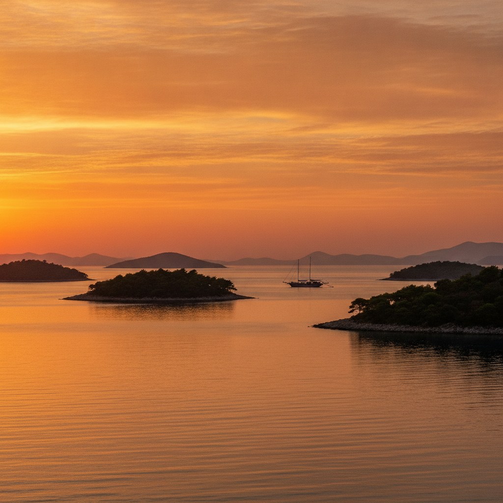 Göcek adaları arasında gün batımı